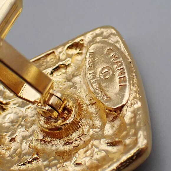CHANEL CC Logo Diamond Shape Cufflinks Gold-Plated GHW France Accessory 67YH096 - Picture 6 of 8